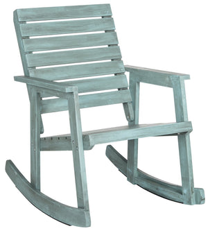 Safavieh ALEXEI Rocking Chair - Rustic-Chic Comfort for Modern Spaces, Perfect for Indoor or Outdoor Relaxation Chinese Blue FOX6702C