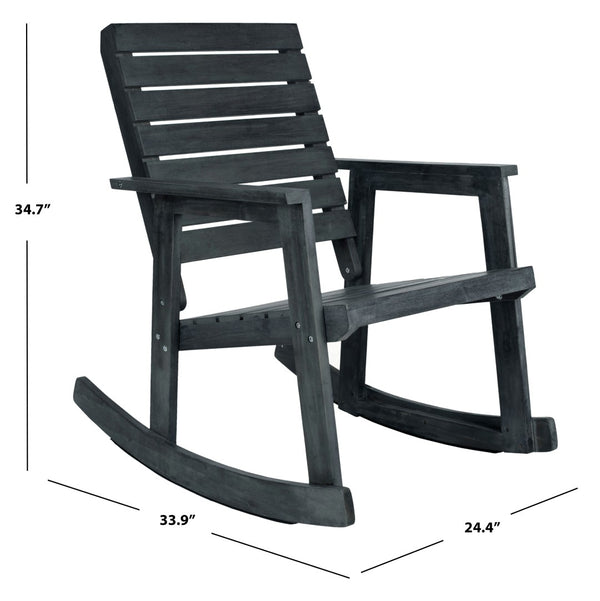 Safavieh ALEXEI Rocking Chair - Rustic-Chic Comfort for Modern Spaces, Perfect for Indoor or Outdoor Relaxation Dark Slate Gray FOX6702K