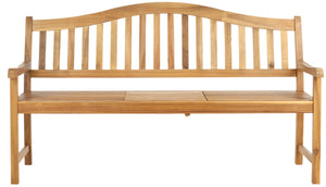 Safavieh MISCHA Elegant Outdoor Bench – Handcrafted Acacia Wood with Galvanized Steel for Timeless Charm Natural FOX6703A