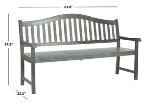 Safavieh MISCHA Elegant Outdoor Bench – Handcrafted Acacia Wood with Galvanized Steel for Timeless Charm Ash Grey FOX6703B