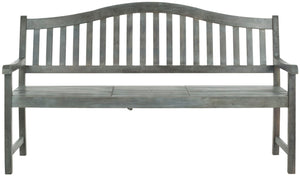 Safavieh MISCHA Elegant Outdoor Bench – Handcrafted Acacia Wood with Galvanized Steel for Timeless Charm Ash Grey FOX6703B