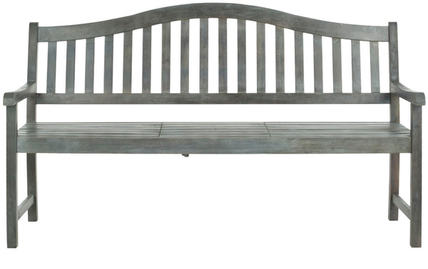 Safavieh MISCHA Elegant Outdoor Bench – Handcrafted Acacia Wood with Galvanized Steel for Timeless Charm Ash Grey FOX6703B