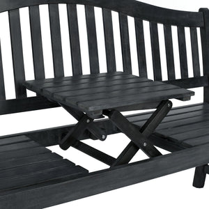 Safavieh MISCHA Elegant Outdoor Bench – Handcrafted Acacia Wood with Galvanized Steel for Timeless Charm Dark Slate Gray FOX6703K