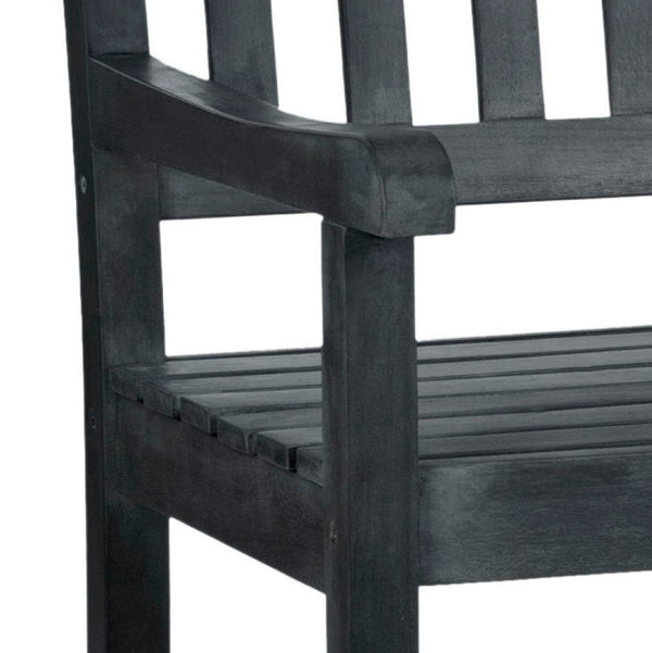 Safavieh MISCHA Elegant Outdoor Bench – Handcrafted Acacia Wood with Galvanized Steel for Timeless Charm Dark Slate Gray FOX6703K