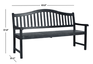 Safavieh MISCHA Elegant Outdoor Bench – Handcrafted Acacia Wood with Galvanized Steel for Timeless Charm Dark Slate Gray FOX6703K