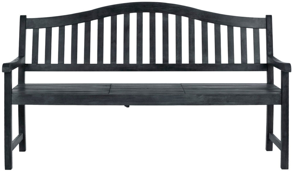Safavieh MISCHA Elegant Outdoor Bench – Handcrafted Acacia Wood with Galvanized Steel for Timeless Charm Dark Slate Gray FOX6703K