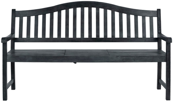 Safavieh MISCHA Elegant Outdoor Bench – Handcrafted Acacia Wood with Galvanized Steel for Timeless Charm Dark Slate Gray FOX6703K