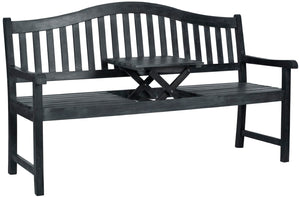 Safavieh MISCHA Elegant Outdoor Bench – Handcrafted Acacia Wood with Galvanized Steel for Timeless Charm Dark Slate Gray FOX6703K