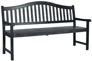 Safavieh MISCHA Elegant Outdoor Bench – Handcrafted Acacia Wood with Galvanized Steel for Timeless Charm Dark Slate Gray FOX6703K