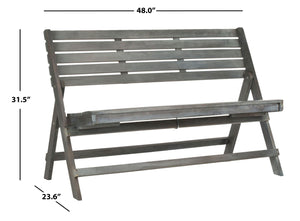 Safavieh LUCA Folding Bench - Stylish Outdoor Seating for Patios, Balconies, and Garden Gatherings Ash Grey FOX6705A