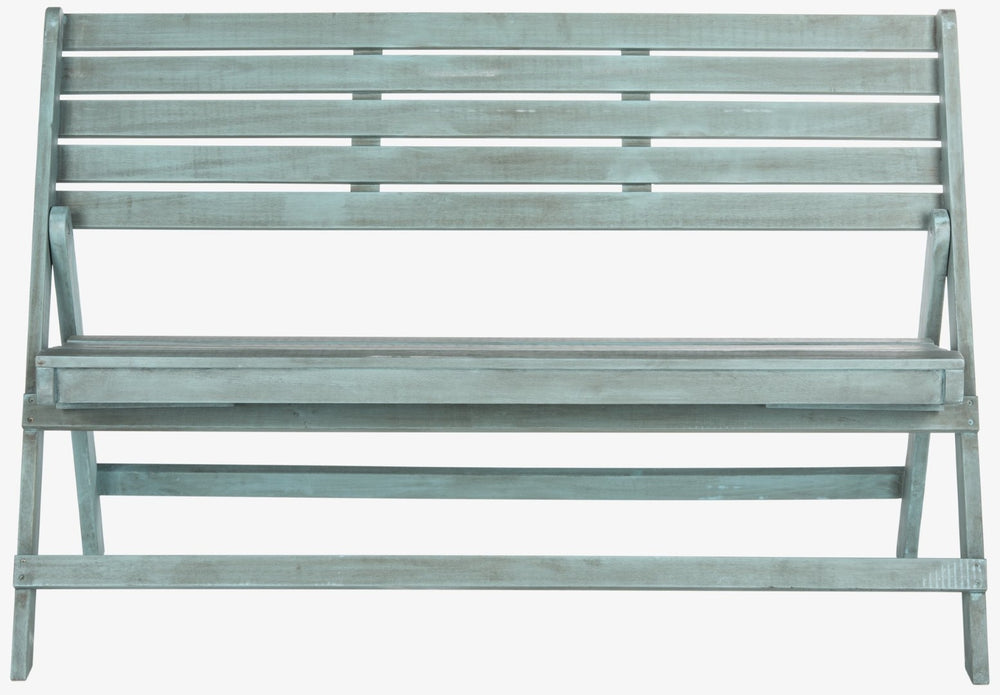 Safavieh LUCA Folding Bench in Beach House Blue - Stylish Acacia Wood Seating for Outdoor Gatherings & Storage FOX6705C