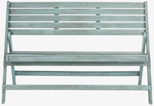 Safavieh LUCA Folding Bench in Beach House Blue - Stylish Acacia Wood Seating for Outdoor Gatherings & Storage FOX6705C
