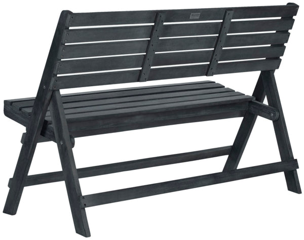 Safavieh LUCA Folding Bench - Stylish Outdoor Seating for Patios, Balconies, and Garden Gatherings Dark Slate Gray FOX6705K