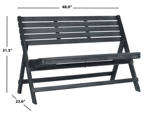 Safavieh LUCA Folding Bench - Stylish Outdoor Seating for Patios, Balconies, and Garden Gatherings Dark Slate Gray FOX6705K