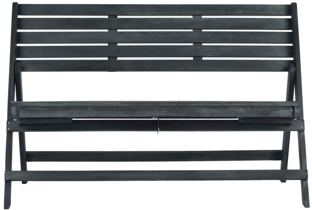Safavieh LUCA Folding Bench - Stylish Outdoor Seating for Patios, Balconies, and Garden Gatherings Dark Slate Gray FOX6705K