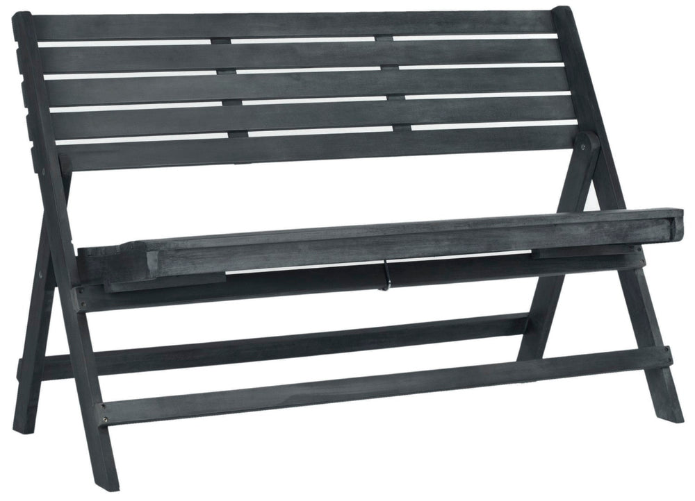 Safavieh LUCA Folding Bench - Stylish Outdoor Seating for Patios, Balconies, and Garden Gatherings Dark Slate Gray FOX6705K