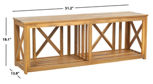 Safavieh BRANCO Bench - Versatile Outdoor Storage Solution in Durable Acacia Wood for Stylish Patios and Porches Natural FOX6706B