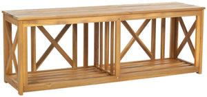 Safavieh BRANCO Bench - Versatile Outdoor Storage Solution in Durable Acacia Wood for Stylish Patios and Porches Natural FOX6706B