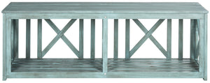 Safavieh BRANCO Bench in Beach House Blue - Stylish Acacia Wood Storage Solution for Indoor & Outdoor Spaces FOX6706C