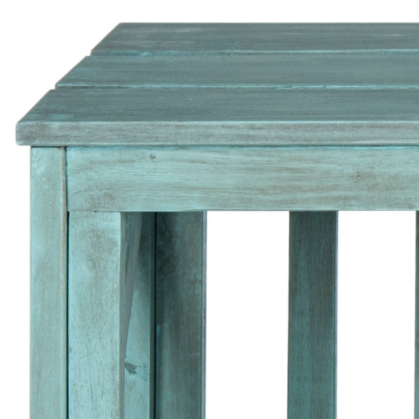 Safavieh BRANCO Bench in Beach House Blue - Stylish Acacia Wood Storage Solution for Indoor & Outdoor Spaces FOX6706C