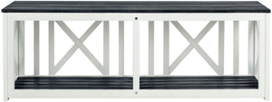 Safavieh BRANCO Bench - Versatile Outdoor Storage Solution in Durable Acacia Wood for Stylish Patios and Porches Dark Slate Gray / White FOX6706K