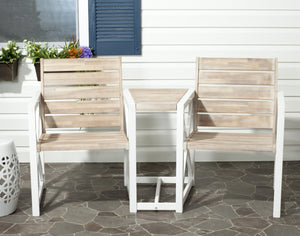 Safavieh JOVANA Two-Seat Bench with Central Tabletop - Rustic Acacia Wood for Indoor or Outdoor Spaces White / Oak FOX6707B