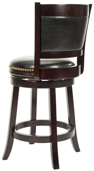 Safavieh Brockway Elegant Swivel Counter Stool - Modern Design, Black Bi-Cast Leather & Solid Malaysian Oak FOX7001A