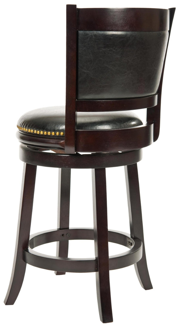 Safavieh Brockway Elegant Swivel Counter Stool - Modern Design, Black Bi-Cast Leather & Solid Malaysian Oak FOX7001A