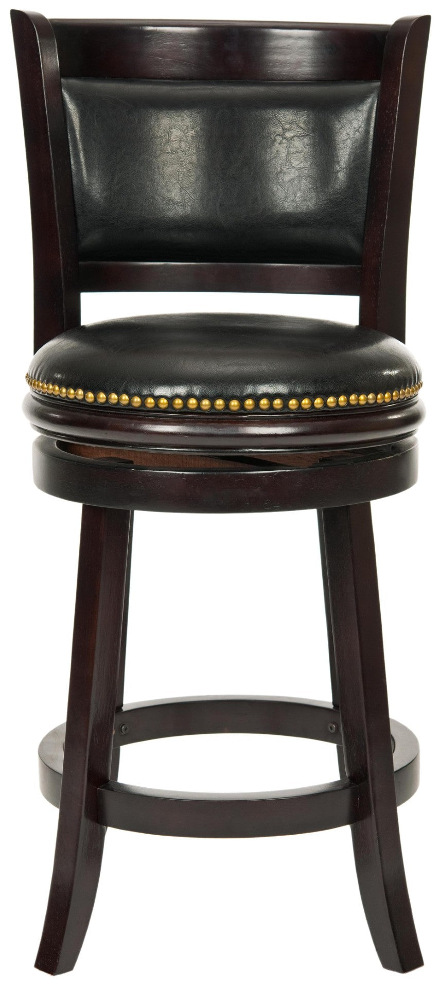 Safavieh Brockway Elegant Swivel Counter Stool - Modern Design, Black Bi-Cast Leather & Solid Malaysian Oak FOX7001A