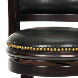 Safavieh Brockway Elegant Swivel Counter Stool - Modern Design, Black Bi-Cast Leather & Solid Malaysian Oak FOX7001A