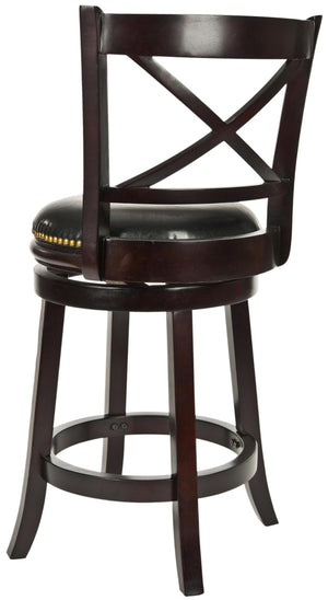Safavieh Butler Counter Stool - Elegant Cross-Back Design In Rich Cappuccino With Black Leather Seat, 38" High FOX7003A