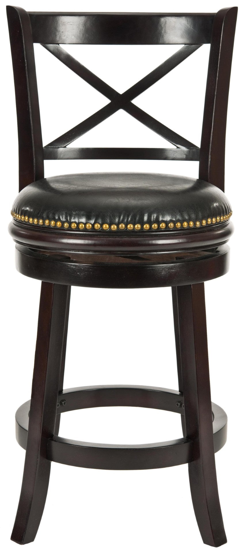 Safavieh Butler Counter Stool - Elegant Cross-Back Design In Rich Cappuccino With Black Leather Seat, 38" High FOX7003A