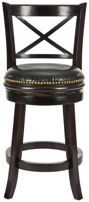 Safavieh Butler Counter Stool - Elegant Cross-Back Design In Rich Cappuccino With Black Leather Seat, 38" High FOX7003A