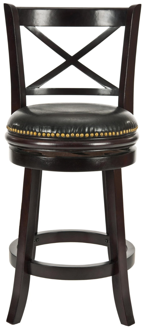 Safavieh Butler Counter Stool - Elegant Cross-Back Design In Rich Cappuccino With Black Leather Seat, 38" High FOX7003A