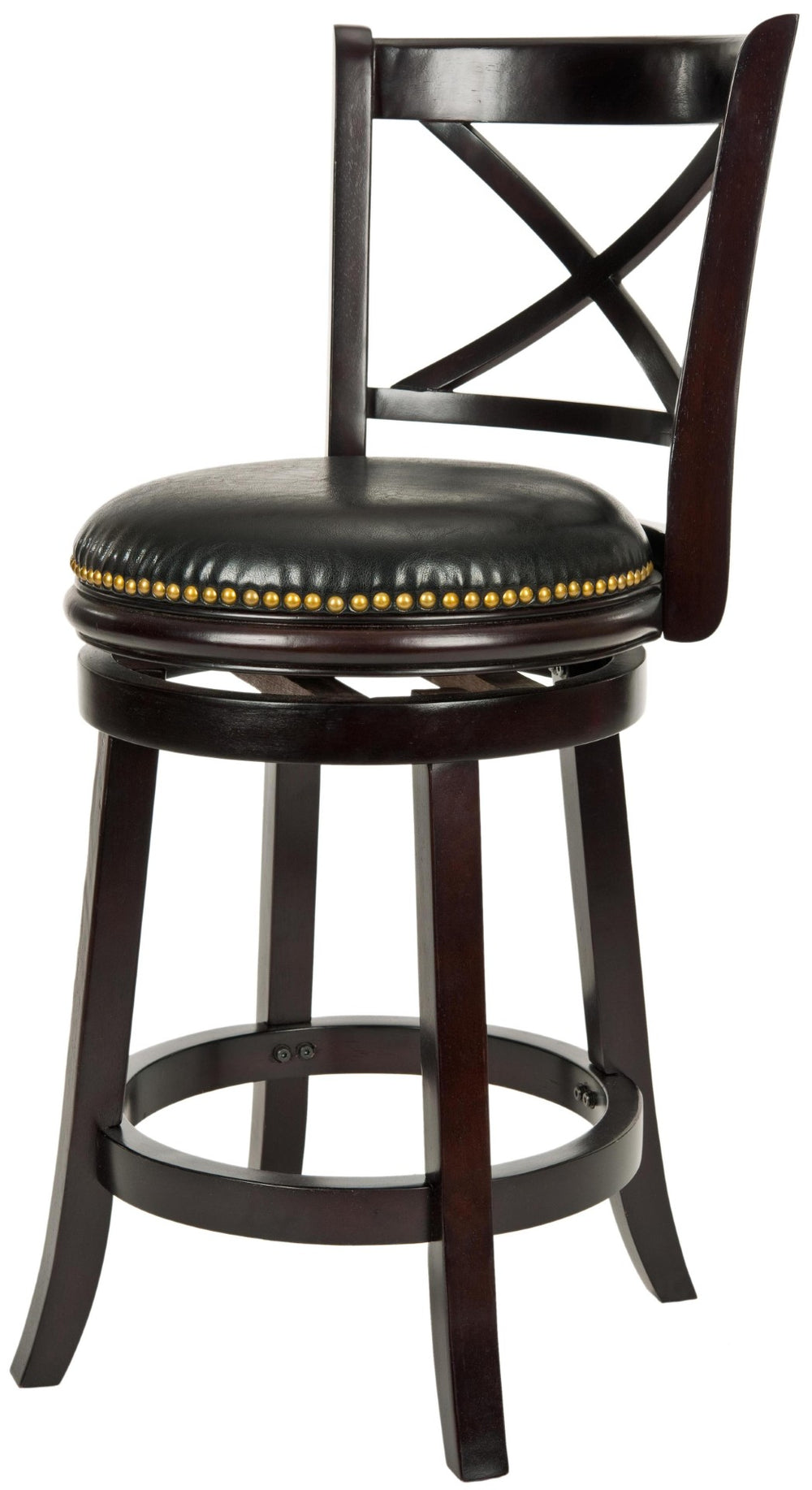 Safavieh Butler Counter Stool - Elegant Cross-Back Design In Rich Cappuccino With Black Leather Seat, 38" High FOX7003A