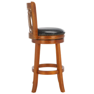 Safavieh Baldwin Swivel Bar Stool - Elegant Dark Oak Frame With Black Leather Cushion For Stylish Comfort FOX7004A