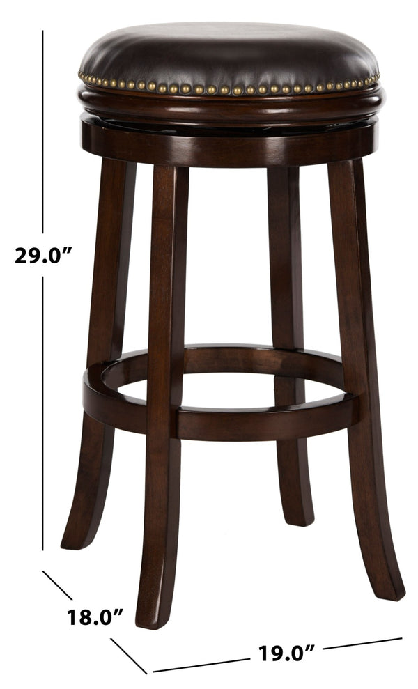 Safavieh Biagio Backless Swivel Bar Stool - Eco-Friendly Rubberwood, Vintage Charm For Kitchen & Bar Spaces Sierra/Brown FOX7007A