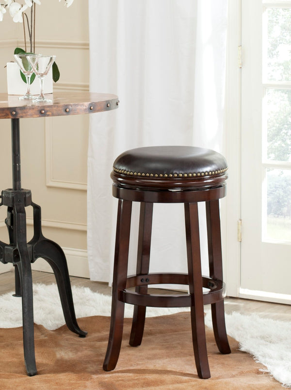 Safavieh Biagio Backless Swivel Bar Stool - Eco-Friendly Rubberwood, Vintage Charm For Kitchen & Bar Spaces Sierra/Brown FOX7007A