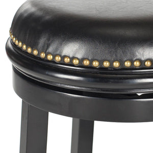 Safavieh Biagio Backless Swivel Bar Stool - Eco-Friendly Rubberwood, Vintage Charm For Kitchen & Bar Spaces Black/Black FOX7007C
