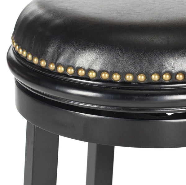 Safavieh Biagio Backless Swivel Bar Stool - Eco-Friendly Rubberwood, Vintage Charm For Kitchen & Bar Spaces Black/Black FOX7007C