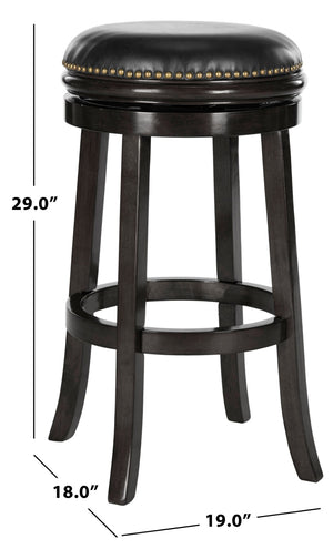 Safavieh Biagio Backless Swivel Bar Stool - Eco-Friendly Rubberwood, Vintage Charm For Kitchen & Bar Spaces Black/Black FOX7007C