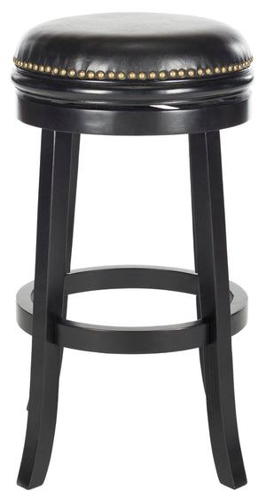 Safavieh Biagio Backless Swivel Bar Stool - Eco-Friendly Rubberwood, Vintage Charm For Kitchen & Bar Spaces Black/Black FOX7007C