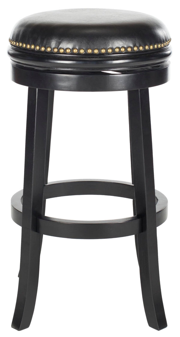 Safavieh Biagio Backless Swivel Bar Stool - Eco-Friendly Rubberwood, Vintage Charm For Kitchen & Bar Spaces Black/Black FOX7007C