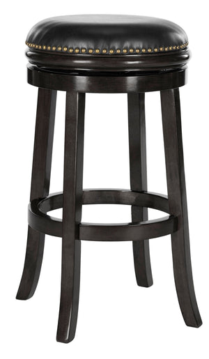 Safavieh Biagio Backless Swivel Bar Stool - Eco-Friendly Rubberwood, Vintage Charm For Kitchen & Bar Spaces Black/Black FOX7007C