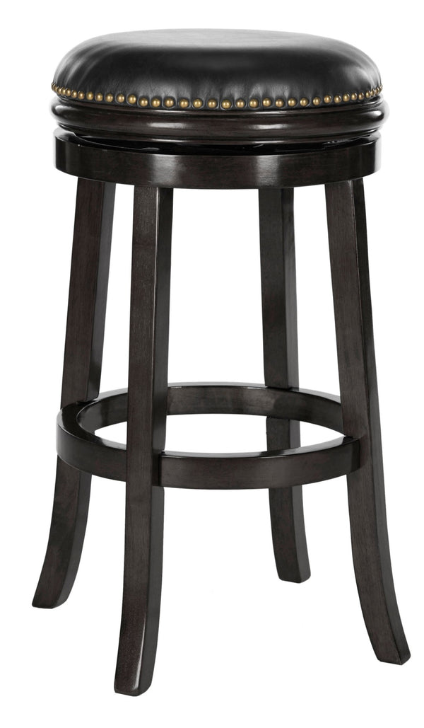Safavieh Biagio Backless Swivel Bar Stool - Eco-Friendly Rubberwood, Vintage Charm For Kitchen & Bar Spaces Black/Black FOX7007C