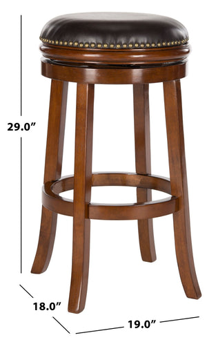 Safavieh Biagio Backless Swivel Bar Stool - Eco-Friendly Rubberwood, Vintage Charm For Kitchen & Bar Spaces Walnut/Brown FOX7007D