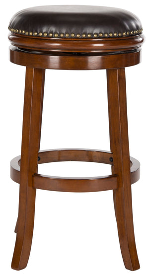 Safavieh Biagio Backless Swivel Bar Stool - Eco-Friendly Rubberwood, Vintage Charm For Kitchen & Bar Spaces Walnut/Brown FOX7007D