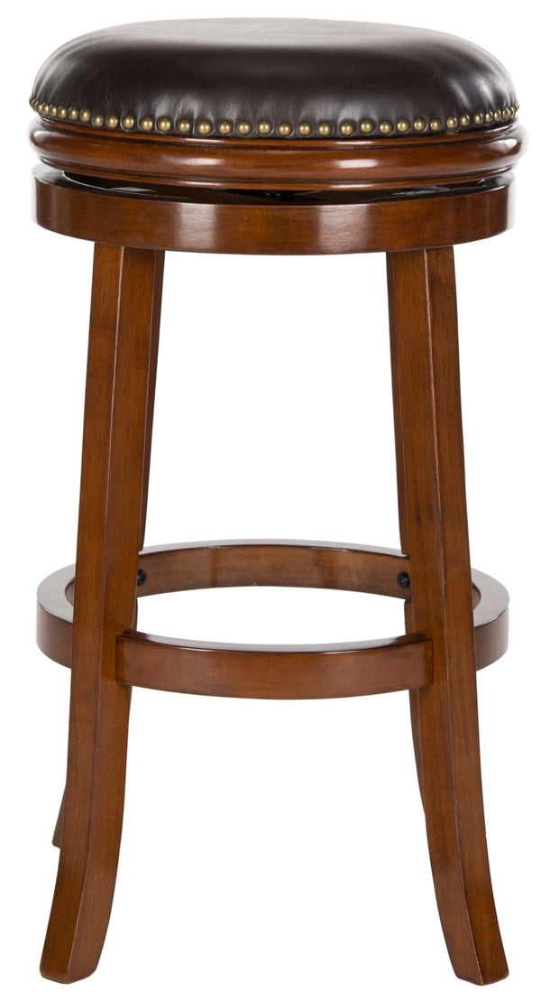 Safavieh Biagio Backless Swivel Bar Stool - Eco-Friendly Rubberwood, Vintage Charm For Kitchen & Bar Spaces Walnut/Brown FOX7007D