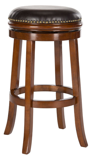 Safavieh Biagio Backless Swivel Bar Stool - Eco-Friendly Rubberwood, Vintage Charm For Kitchen & Bar Spaces Walnut/Brown FOX7007D