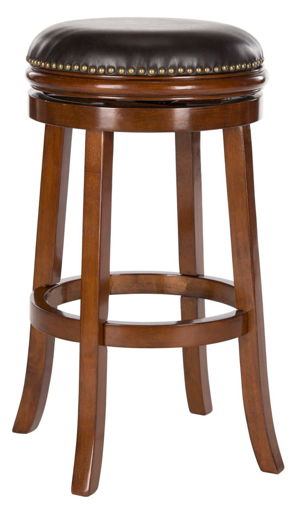 Safavieh Biagio Backless Swivel Bar Stool - Eco-Friendly Rubberwood, Vintage Charm For Kitchen & Bar Spaces Walnut/Brown FOX7007D